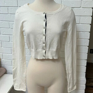 Vintage Guess Rhinestone Button Cotton Cardigan Sweater L